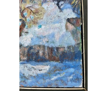 Ландарский Р.Е. Пейзаж, 1977г. Холст на картоне, масло. Размер 53х64 см. № 2767 (артикул №2767) - фото №2