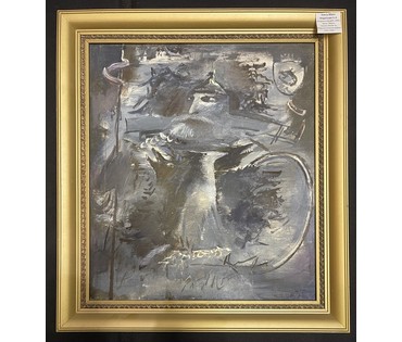 Алесь Мара (Марочкин А.А) "Старажытны вой",1991г. Холст, масло. Размер 45х50 см. Этюд каталожной работы "Сівы воўк" № 2771 (артикул №2771) - фото №2
