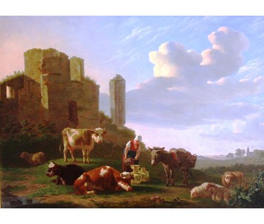 Gregoor Gillis Smak (1770-1843) "Пасторальный пейзаж". Конец 18 века (артикул №163) - фото №4
