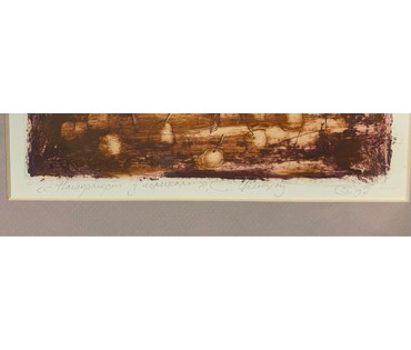 Тимохов С.А "Нацюрморт з яблыкамі", 1997г. Бумага, тушь, перо, акрил. Размер 34,5х35 см. с рамой и паспарту. № 2780 (артикул №2780) - фото №3