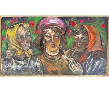 Малишевский А.А "Сельские мадонны", 1978г. Холст, масло. Размер 65х119 см. № 2798 (артикул №2798) - фото №2