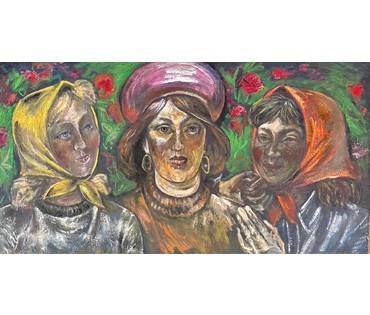 Малишевский А.А "Сельские мадонны", 1978г. Холст, масло. Размер 65х119 см. № 2798 (артикул №2798) - фото №3