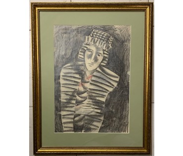 Кищенко А.М. Бумага, карандаш. Размер с рамой и паспарту 47,5х 60 см. № 2807 (артикул №2807) - фото №1