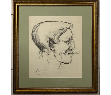 Щемелёв Л.Д. Бумага, карандаш. 1964г. Размер с рамой и паспарту 47х52 см. № 2810 (артикул №2810) - фото №1