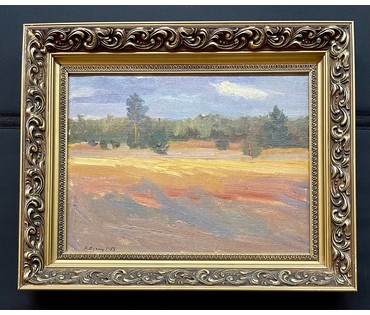 Дучиц Н.В "Вечер", 1953г. Картон, масло. Размер 32х42 см. С родной рамой 43х53 см. № 2821 (артикул №2821) - фото №2