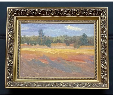 Дучиц Н.В "Вечер", 1953г. Картон, масло. Размер 32х42 см. С родной рамой 43х53 см. № 2821 (артикул №2821) - фото №3