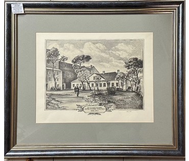 Стащенюк В.П. "Дом Валенція Ваньковіча мастака-рамантыка 1-й пал.20 ст. Мінск 1967г.". Автолитография, 1988г. Размер 60х70 см. без рамы. № 2835 (артикул №2835) - фото №1