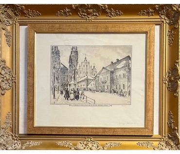 Стащенюк В.П "Мінск у 50-х гадах 19 ст..Куток Верхняга горада". Автолитография, 1986г. Размер 57х66,5 см. № 2836 (артикул №2836) - фото №2