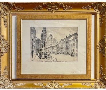 Стащенюк В.П "Мінск у 50-х гадах 19 ст..Куток Верхняга горада". Автолитография, 1986г. Размер 57х66,5 см. № 2836 (артикул №2836) - фото №3