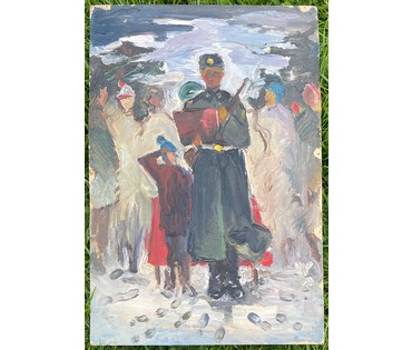 Стельмашонок В.И. "Присяга", 1967г. Картон, масло. Размер 35х23,5 см. № 2840 (артикул №2840) - фото №2