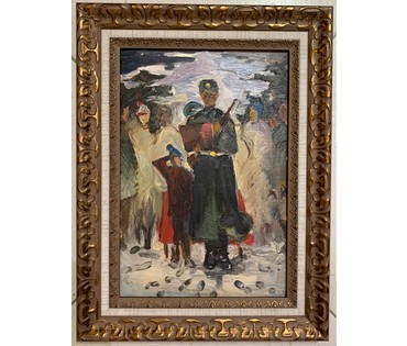 Стельмашонок В.И. "Присяга", 1967г. Картон, масло. Размер 35х23,5 см. № 2840 (артикул №2840) - фото №1