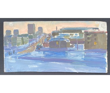 Казак О.И "Мой Минск", 1967г. Картон, масло. Размер 17х34,5 см. № 2846 (артикул №2846) - фото №2