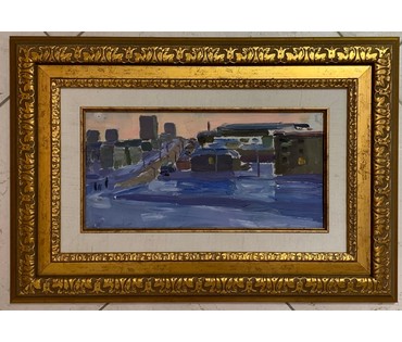 Казак О.И "Мой Минск", 1967г. Картон, масло. Размер 17х34,5 см. № 2846 (артикул №2846) - фото №1