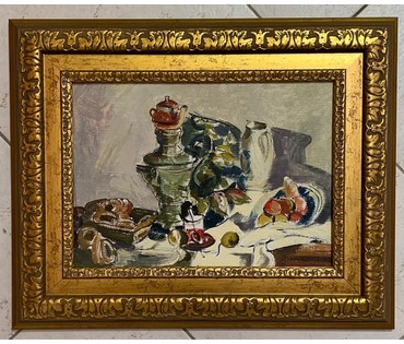 Казак О.И "У самовара", 1971г. Картон, масло. Размер 30х21.5 см. № 2849 (артикул №2849) - фото №1