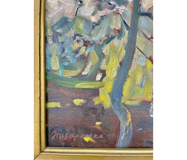 Назаренко Н.П "Май", 1963г. Картон, масло. Размер 29,5х39 см. С родной рамой 37х47 см. № 2852 (артикул №2852) - фото №2