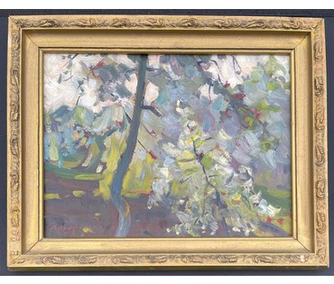 Назаренко Н.П "Май", 1963г. Картон, масло. Размер 29,5х39 см. С родной рамой 37х47 см. № 2852 (артикул №2852) - фото №1