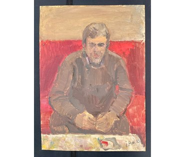Рей И.П "Раздумье",1983г. Картон, масло. Размер 50х69 см. № 2853 (артикул №2853) - фото №2