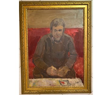 Рей И.П "Раздумье",1983г. Картон, масло. Размер 50х69 см. № 2853 (артикул №2853) - фото №1