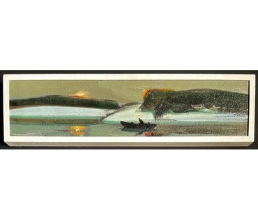 Щемелёв Л.Д "В лодке", 1967г. Размер с рамой 16х60 см. № 2858 (артикул №2858) - фото №1