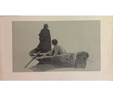 Космачёв К.М. Каталожная литография. "Ленин в Разливе", 1973г. Размер 46х80 см. № 2864 (артикул №2864) - фото №1