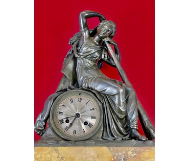 Часы каминные. Франция 19 век. Бронза, мрамор. Высота 52 см. № 2881 (артикул №2881) - фото №3