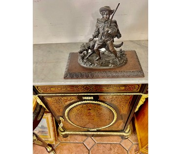 Скульптура "Охотник с собакой". Европа, 19 век. Бронза, дерево. Размер 40х30,5 см. № 2884 (артикул №2884) - фото №2