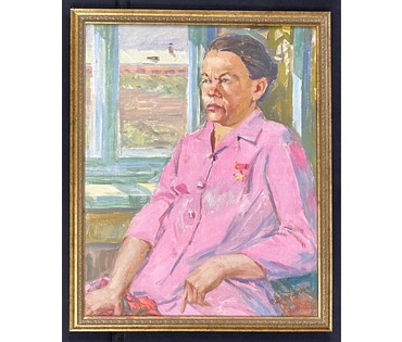 Дорошевич Ф.И "Портрет героини",1961г. Холст. масло. Размер 60х48 см. № 2900 (артикул №2900) - фото №2