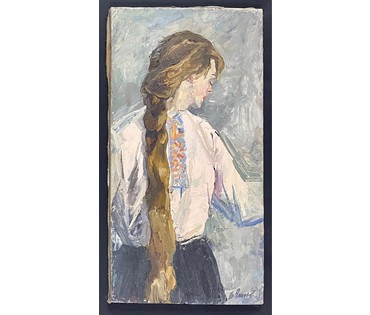 Гомонов В.К "Белорусочка.Девушка-селянка", 1971г. Холст, масло.Размер 73х37,5 см. № 2908 (артикул №2908) - фото №1