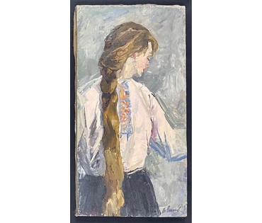 Гомонов В.К "Белорусочка.Девушка-селянка", 1971г. Холст, масло.Размер 73х37,5 см. № 2908 (артикул №2908) - фото №2