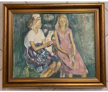 Волков А.В. "На досуге". Холст, масло. Размер 44х53 см. № 2913 (артикул №2913) - фото №1