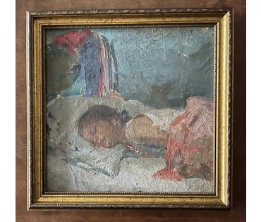 Крохалев П.С (Крохолев) "Спящая",1956г. Холст, масло.Размер 30,5х31 см. № 2928 (артикул №2928) - фото №1