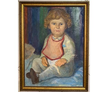 Волков А.В "Девочка", 1959г. Картон, масло. Размер 38х50,5 см. № 2930 (артикул №2930) - фото №1