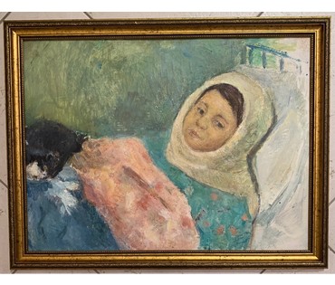Волков А.В "Девочка", 1961г. Картон, масло. Размер 48х36 см. № 2931 (артикул №2931) - фото №1