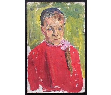 Варламов В.М "Дзяўчына", 1973г. Картон, масло. Размер 30х46 см. № 2936 (артикул №2936) - фото №1
