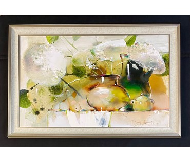 Гриневич Т.В "Натюрморт с гортензией", 2023г. Холст, масло. Размер 50х80 см. № 2981 (артикул №2981) - фото №1