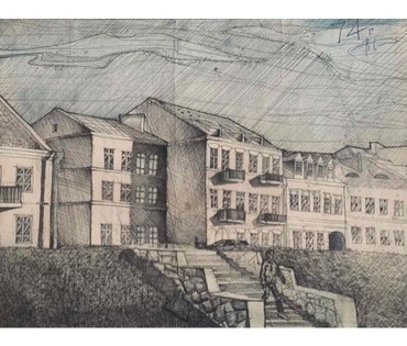 Богословский "Минск.Троицкое предместье", 1974г. Графика. Размер 39,5х29,5 см. С паспарту 56х46 см. № 2988 (артикул №2988) - фото №5