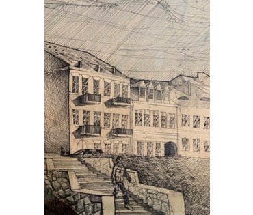 Богословский "Минск.Троицкое предместье", 1974г. Графика. Размер 39,5х29,5 см. С паспарту 56х46 см. № 2988 (артикул №2988) - фото №4