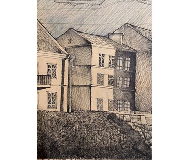 Богословский "Минск.Троицкое предместье", 1974г. Графика. Размер 39,5х29,5 см. С паспарту 56х46 см. № 2988 (артикул №2988) - фото №3