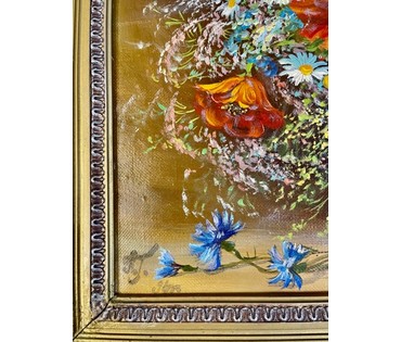 Гандыш Л.Б "Натюрморт с маками", 1994г. Холст, масло. Размер 50х50 см. № 2994 (артикул №2994) - фото №5