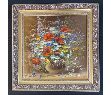 Гандыш Л.Б "Натюрморт с маками", 1994г. Холст, масло. Размер 50х50 см. № 2994 (артикул №2994) - фото №2