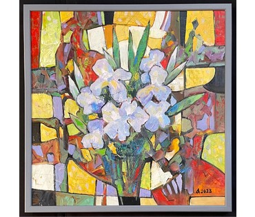 Левкович М.В "Аднойчы ў чэрвені",2023г. Холст, масло. Размер 60х60 см. № 2998 (артикул №2998) - фото №3