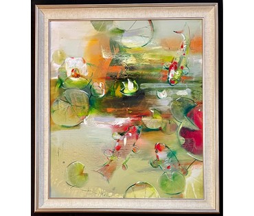 Гриневич Т.В "Карпы кои",2023г. Холст, масло. Размер 70х60 см. № 3000 (артикул №3000) - фото №2