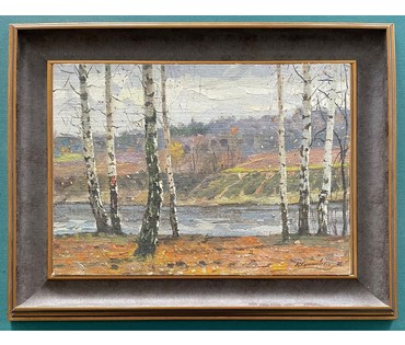 Корженевский А.С "Ветреный день", 1986г. Холст, масло. Размер 35х50 см. № 3022 (артикул №3022) - фото №3