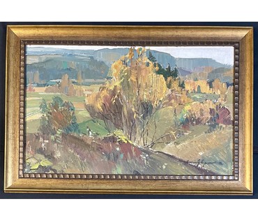 Цвирко В.К. Пейзаж, 1982г. Картон, масло. Размер 50х80 см. № 3037 Бронь (артикул №3037) - фото №1