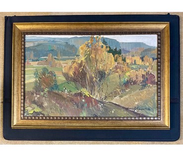 Цвирко В.К. Пейзаж, 1982г. Картон, масло. Размер 50х80 см. № 3037 Бронь (артикул №3037) - фото №4