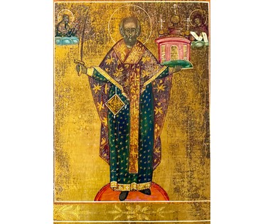 Николай Чудотворец Святитель ( Никола Можайский с житием ) 19 век. Ветка. Размер 46.5х53 см. № 3045 (артикул №3045) - фото №6