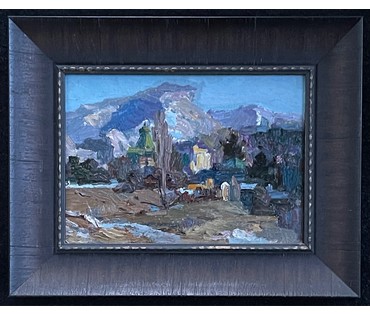 Маслеников П.В. Народный художник. "Вечер", 1979г. Картон, масло. Размер 25х35 см. № 3051 (артикул №3051) - фото №4