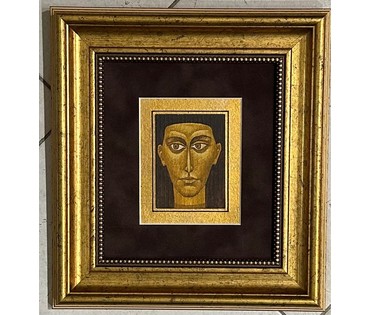 Гурвич Г.Л "Портрет", 1983г. Картон, масло. Размер 6,5х8,7 см. № 3070 (артикул №3070) - фото №1