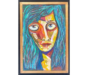 Акулов В.И "Лора Финкельштейн.Молодые годы.Образ", 2019г. ДВП, масло. Размер 71х48 см. № 3072 (артикул №3072) - фото №3