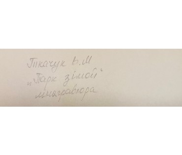 Ткачук В.М "Парк зімой", линогравюра. Размер с рамой 24х25 см. № 3108 (артикул №3108) - фото №2